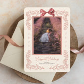 Carte Vacances Photo Bow encadrée de fleurs