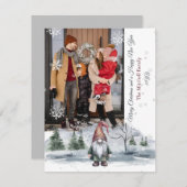 Carte Vacances Photo Vacances Watercolor Gnome (Devant / Derrière)