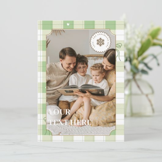 Carte Vacances Plaid En vichy Vert Simple (Debout devant)