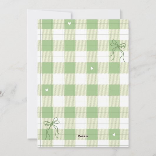 Carte Vacances Plaid En vichy Vert Simple (Dos)