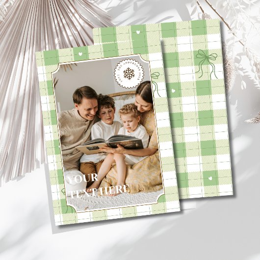 Carte Vacances Plaid En vichy Vert Simple