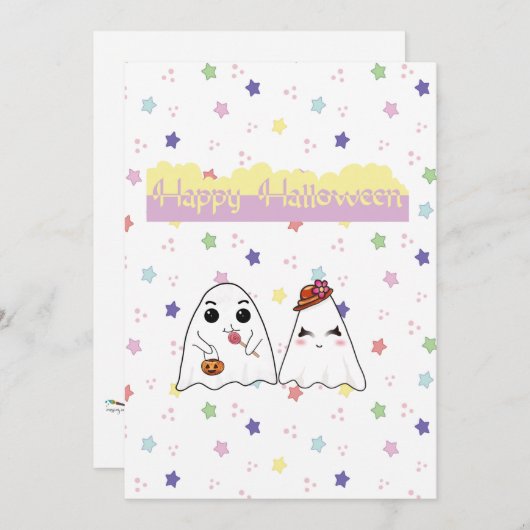 Carte Vacances Plate Halloween Doodween Ghosts (Devant / Derrière)