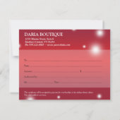 Carte Vacances rouge brillant commerce de détail certifi (Dos)