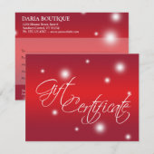 Carte Vacances rouge brillant commerce de détail certifi (Devant / Derrière)