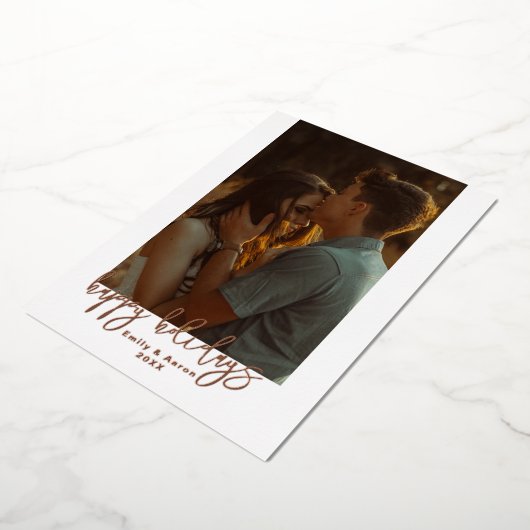 Carte Vacances Script Simple Photo Foil (Rotation)