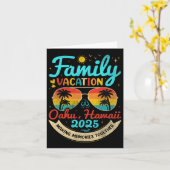Carte Vacances vintage en famille Oahu (Fleur jaune)