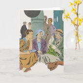 Carte Vacances vintages, Bateau de croisière passagers s (Fleur jaune)