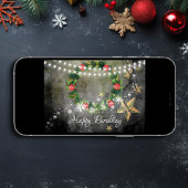 Carte Vacances Wreath, Étoiles en lumières avec neige An