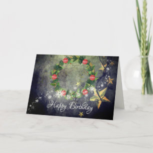 Carte Vacances Wreath, Stages et neige hiver Anniversair
