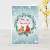 Carte Vacances - Wreath WC avec paire cardinale (Fleur jaune)