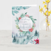 Carte Vacances - Wreath WC sur la scène d'hiver (Fleur jaune)
