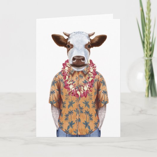 Carte Vache à chemise hawaïenne (Devant)