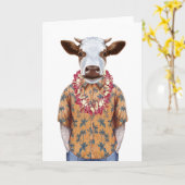 Carte Vache à chemise hawaïenne (Fleur jaune)