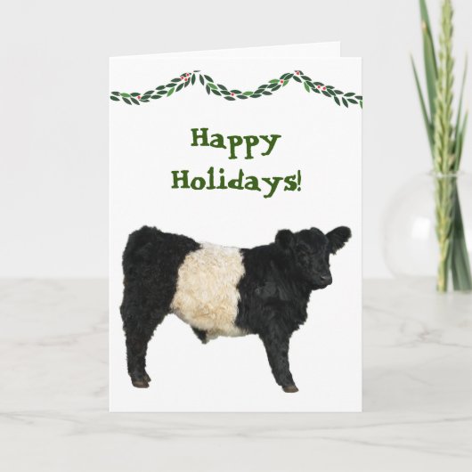 Carte Vache à Galloway ceinturée par Noël heureux Beltie (Devant)
