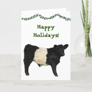 Carte Vache à Galloway ceinturée par Noël heureux Beltie