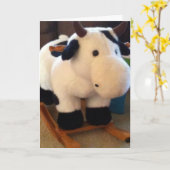 CARTE VACHE À ROCHER ***1ER ANNIVERSAIRE*** (Fleur jaune)