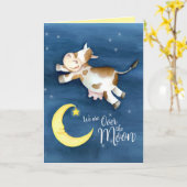 Carte Vache a sauté au-dessus de la lune nouveau bébé (Fleur jaune)