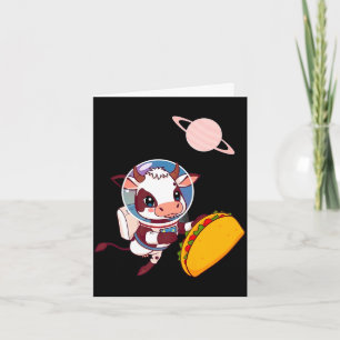 Carte Vache astronaute amatrice de tacos célèbre cinco d