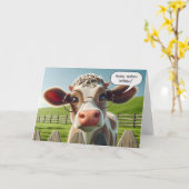 Carte Vache avec lunettes de vue Humour d'anniversaire (Fleur jaune)