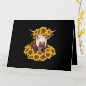 Carte Vache avec tournesol Agriculture Agricole Vie Vie  (Fleur jaune)