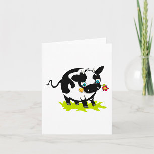 Carte Vache avec une fleur