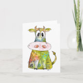 Carte Vache blanche couleur blanc mignon (Devant)
