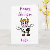 Carte Vache caricaturale (Fleur jaune)