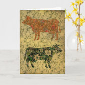 Carte Vache Collage Anniversaire (Fleur jaune)