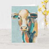 Carte Vache colorée (Fleur jaune)
