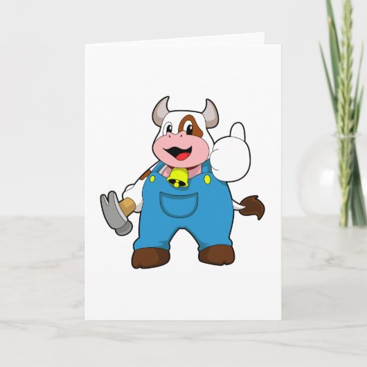 Carte Vache comme artisan avec un marteau (Devant)