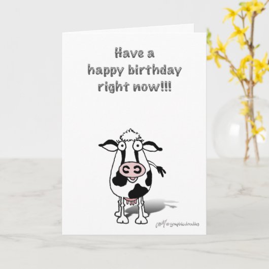 Carte Vache d'anniversaire Bossie ! (Fleur jaune)
