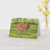 Carte Vache d'Aubrac et veau mignon dans le pâturage de  (Fleur jaune)