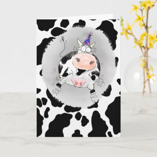 Carte Vache de dessin Imprimer Anniversaire plus Extraor (Fleur jaune)