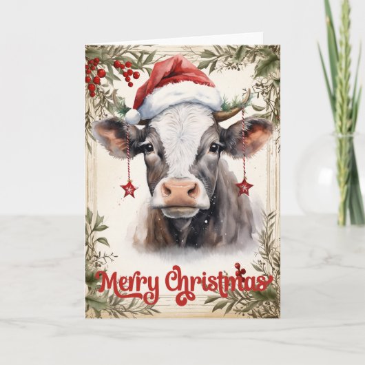 Carte Vache de Noël (Devant)