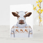 Carte Vache de Noël (Fleur jaune)