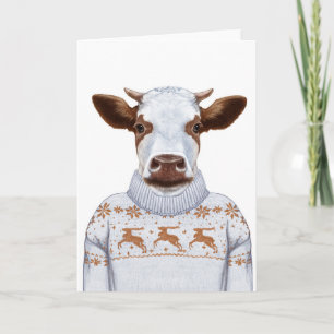 Carte Vache de pull de Noël