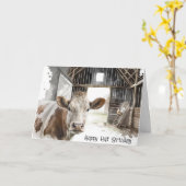 Carte Vache demi-anniversaire humoristique (Fleur jaune)