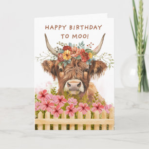 Carte Vache des Highlands Joyeux Anniversaire à Moo Mign