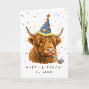 Carte Vache des Highlands Joyeux Anniversaire à Moo Mign