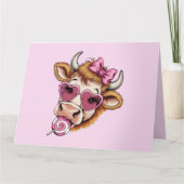 Carte Vache des Highlands Saint-Valentin Coquette Fête d (Devant)