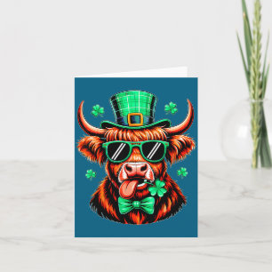Carte Vache des Highlands trèfle jour de la Saint-Patric
