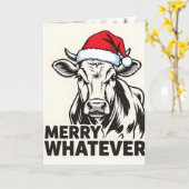 Carte Vache drôle et sarcastique Joyeux quoi que ce soit (Fleur jaune)