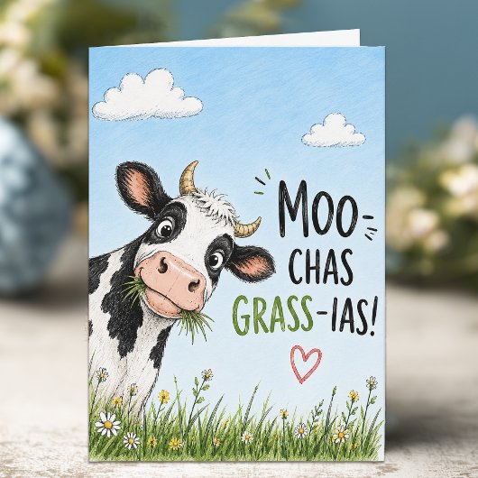 Carte Vache drôle Merci