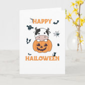 Carte Vache En Vaches mignonnes Citrouilles Bonne Hallow (Fleur jaune)