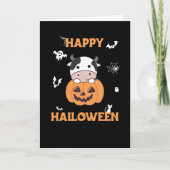 Carte Vache En Vaches mignonnes Citrouilles Bonne Hallow (Devant)