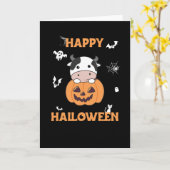 Carte Vache En Vaches mignonnes Citrouilles Bonne Hallow (Fleur jaune)