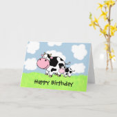 Carte Vache et bébé (Fleur jaune)