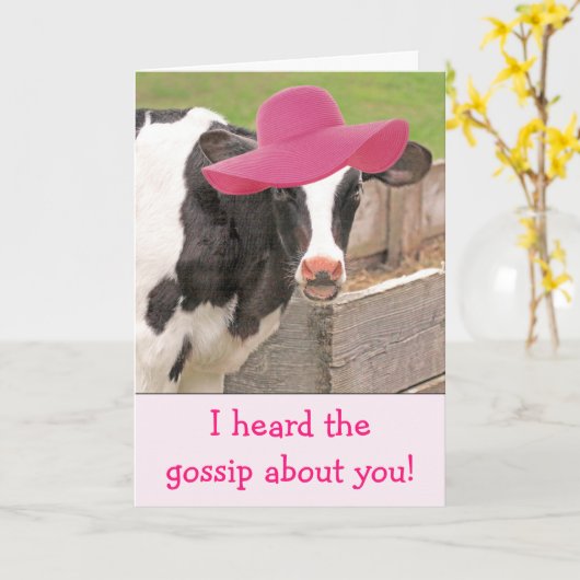 Carte Vache Et Potins Drôle Se Portent Bien (Fleur jaune)
