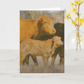 Carte Vache et veau (Fleur jaune)