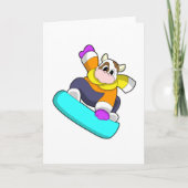 Carte Vache faisant du snowboard avec un snowboard (Devant)